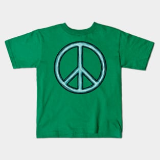 Serene Blue Peace Sign Kids T-Shirt